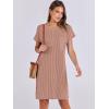 image:imageANRABESS Womens Casual Summer Ribbed Knit Tunic Tshirt Mini Dresses 2026 Trendy Crewneck Short Sleeve Beach Loose Shift DressLight Brown