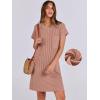 image:imageANRABESS Womens Casual Summer Ribbed Knit Tunic Tshirt Mini Dresses 2026 Trendy Crewneck Short Sleeve Beach Loose Shift DressLight Brown