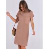 image:imageANRABESS Womens Casual Summer Ribbed Knit Tunic Tshirt Mini Dresses 2026 Trendy Crewneck Short Sleeve Beach Loose Shift DressLight Brown