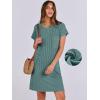 image:imageANRABESS Womens Casual Summer Ribbed Knit Tunic Tshirt Mini Dresses 2026 Trendy Crewneck Short Sleeve Beach Loose Shift DressLight Green