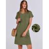 image:imageANRABESS Womens Casual Summer Ribbed Knit Tunic Tshirt Mini Dresses 2026 Trendy Crewneck Short Sleeve Beach Loose Shift DressOlive