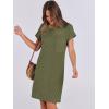 image:imageANRABESS Womens Casual Summer Ribbed Knit Tunic Tshirt Mini Dresses 2026 Trendy Crewneck Short Sleeve Beach Loose Shift DressOlive