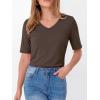 image:imageANRABESS Womens Half Sleeve Tops V Neck Shirts Basic Fit Tee Trendy Summer Business Casual TShirts Fashion Clothing 2026Brown