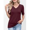 image:imageANRABESS Womens Half Sleeve Tops V Neck Shirts Basic Fit Tee Trendy Summer Business Casual TShirts Fashion Clothing 2026Burgundy