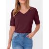 image:imageANRABESS Womens Half Sleeve Tops V Neck Shirts Basic Fit Tee Trendy Summer Business Casual TShirts Fashion Clothing 2026Burgundy