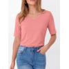image:imageANRABESS Womens Half Sleeve Tops V Neck Shirts Basic Fit Tee Trendy Summer Business Casual TShirts Fashion Clothing 2026Coral