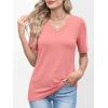 image:imageANRABESS Womens Half Sleeve Tops V Neck Shirts Basic Fit Tee Trendy Summer Business Casual TShirts Fashion Clothing 2026Coral