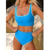 image:imageANRABESS Womens High Waisted Bikini Sets Two Piece Tummy Control Swimsuits High Cut Summer Beach Vacation Bathing SuitsBlue