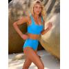 image:imageANRABESS Womens High Waisted Bikini Sets Two Piece Tummy Control Swimsuits High Cut Summer Beach Vacation Bathing SuitsBlue