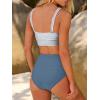 image:imageANRABESS Womens High Waisted Bikini Sets Two Piece Tummy Control Swimsuits High Cut Summer Beach Vacation Bathing SuitsBlue White Stripe