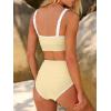 image:imageANRABESS Womens High Waisted Bikini Sets Two Piece Tummy Control Swimsuits High Cut Summer Beach Vacation Bathing SuitsCream