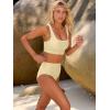 image:imageANRABESS Womens High Waisted Bikini Sets Two Piece Tummy Control Swimsuits High Cut Summer Beach Vacation Bathing SuitsCream