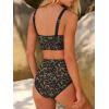 image:imageANRABESS Womens High Waisted Bikini Sets Two Piece Tummy Control Swimsuits High Cut Summer Beach Vacation Bathing SuitsLeopard Print