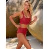 image:imageANRABESS Womens High Waisted Bikini Sets Two Piece Tummy Control Swimsuits High Cut Summer Beach Vacation Bathing SuitsRed