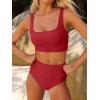 image:imageANRABESS Womens High Waisted Bikini Sets Two Piece Tummy Control Swimsuits High Cut Summer Beach Vacation Bathing SuitsRed