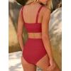 image:imageANRABESS Womens High Waisted Bikini Sets Two Piece Tummy Control Swimsuits High Cut Summer Beach Vacation Bathing SuitsRed