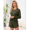 image:imageANRABESS Womens Long Sleeve Pajama Sets 2026 Fall 2 Piece Outfits Lounge Matching Short Set Striped Pjs Loungewear SleepwearArmy Green