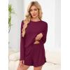 image:imageANRABESS Womens Long Sleeve Pajama Sets 2026 Fall 2 Piece Outfits Lounge Matching Short Set Striped Pjs Loungewear SleepwearBurgundy
