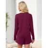 image:imageANRABESS Womens Long Sleeve Pajama Sets 2026 Fall 2 Piece Outfits Lounge Matching Short Set Striped Pjs Loungewear SleepwearBurgundy