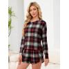 image:imageANRABESS Womens Long Sleeve Pajama Sets 2026 Fall 2 Piece Outfits Lounge Matching Short Set Striped Pjs Loungewear SleepwearHaute Red