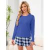 image:imageANRABESS Womens Long Sleeve Pajama Sets 2026 Fall 2 Piece Outfits Lounge Matching Short Set Striped Pjs Loungewear SleepwearNavy Blue White Plaid