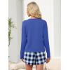 image:imageANRABESS Womens Long Sleeve Pajama Sets 2026 Fall 2 Piece Outfits Lounge Matching Short Set Striped Pjs Loungewear SleepwearNavy Blue White Plaid