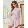 image:imageANRABESS Womens Long Sleeve Pajama Sets 2026 Fall 2 Piece Outfits Lounge Matching Short Set Striped Pjs Loungewear SleepwearPink White