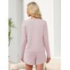 image:imageANRABESS Womens Long Sleeve Pajama Sets 2026 Fall 2 Piece Outfits Lounge Matching Short Set Striped Pjs Loungewear SleepwearPink White