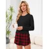 image:imageANRABESS Womens Long Sleeve Pajama Sets 2026 Fall 2 Piece Outfits Lounge Matching Short Set Striped Pjs Loungewear SleepwearRed Plaid