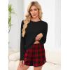 image:imageANRABESS Womens Long Sleeve Pajama Sets 2026 Fall 2 Piece Outfits Lounge Matching Short Set Striped Pjs Loungewear SleepwearRed Plaid