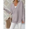 image:imageANRABESS Womens Long Sleeve Quarter Zip Pullover Sweater Casual Loose V Neck Collared Ribbed Knit Jumper Tops Thumb HoleGray Apricot