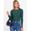 image:imageANRABESS Womens Long Sleeve Slim Fit Crewneck Lightweight Sweaters 2025 Fall Winter Basic Fitted Rib Knit Pullover TopsDark Green