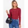 image:imageANRABESS Womens Long Sleeve Slim Fit Crewneck Lightweight Sweaters 2025 Fall Winter Basic Fitted Rib Knit Pullover TopsRed