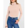 image:imageANRABESS Womens Long Sleeve Turtleneck Shirts Casual Ribbed Basic Tee Slim Soft Thermal Tops 2025 Fall Going Out ClothesApricot