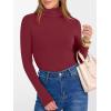 image:imageANRABESS Womens Long Sleeve Turtleneck Shirts Casual Ribbed Basic Tee Slim Soft Thermal Tops 2025 Fall Going Out ClothesDeep Red