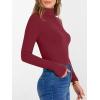 image:imageANRABESS Womens Long Sleeve Turtleneck Shirts Casual Ribbed Basic Tee Slim Soft Thermal Tops 2025 Fall Going Out ClothesDeep Red