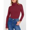 image:imageANRABESS Womens Long Sleeve Turtleneck Shirts Casual Ribbed Basic Tee Slim Soft Thermal Tops 2025 Fall Going Out ClothesDeep Red