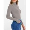 image:imageANRABESS Womens Long Sleeve Turtleneck Shirts Casual Ribbed Basic Tee Slim Soft Thermal Tops 2025 Fall Going Out ClothesGray Khaki