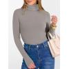 image:imageANRABESS Womens Long Sleeve Turtleneck Shirts Casual Ribbed Basic Tee Slim Soft Thermal Tops 2025 Fall Going Out ClothesGray Khaki