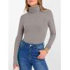 image:imageANRABESS Womens Long Sleeve Turtleneck Shirts Casual Ribbed Basic Tee Slim Soft Thermal Tops 2025 Fall Going Out ClothesGray Khaki