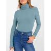 image:imageANRABESS Womens Long Sleeve Turtleneck Shirts Casual Ribbed Basic Tee Slim Soft Thermal Tops 2025 Fall Going Out ClothesGrey Blue