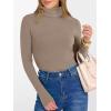 image:imageANRABESS Womens Long Sleeve Turtleneck Shirts Casual Ribbed Basic Tee Slim Soft Thermal Tops 2025 Fall Going Out ClothesKhaki