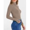 image:imageANRABESS Womens Long Sleeve Turtleneck Shirts Casual Ribbed Basic Tee Slim Soft Thermal Tops 2025 Fall Going Out ClothesKhaki