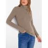 image:imageANRABESS Womens Long Sleeve Turtleneck Shirts Casual Ribbed Basic Tee Slim Soft Thermal Tops 2025 Fall Going Out ClothesKhaki