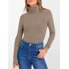 image:imageANRABESS Womens Long Sleeve Turtleneck Shirts Casual Ribbed Basic Tee Slim Soft Thermal Tops 2025 Fall Going Out ClothesKhaki