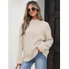 image:imageANRABESS Womens Mock Turtle Neck Sweaters Cable Knit Long Sleeve 2026 Fall Winter Tunic SweaterBeige
