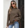 image:imageANRABESS Womens Mock Turtle Neck Sweaters Cable Knit Long Sleeve 2026 Fall Winter Tunic SweaterCoffee