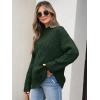 image:imageANRABESS Womens Mock Turtle Neck Sweaters Cable Knit Long Sleeve 2026 Fall Winter Tunic SweaterDeep Green