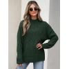 image:imageANRABESS Womens Mock Turtle Neck Sweaters Cable Knit Long Sleeve 2026 Fall Winter Tunic SweaterDeep Green