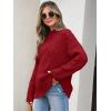 image:imageANRABESS Womens Mock Turtle Neck Sweaters Cable Knit Long Sleeve 2026 Fall Winter Tunic SweaterRed